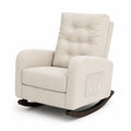 Poltrona a dondolo in legno e poliestere beige