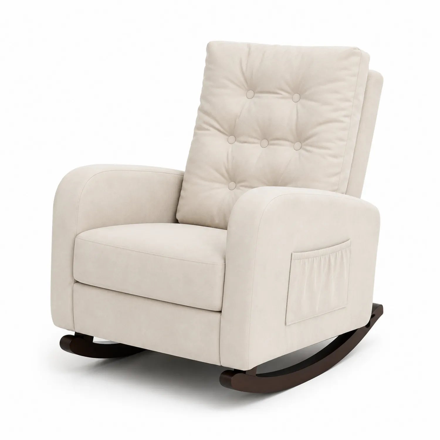 Poltrona a dondolo in legno e poliestere beige