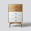 Chest of Drawers 60x40x90 cm - Wood/White 5-Drawer Mid-Century Modern