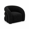 Black Polyester Fabric Armchair with Curved Backrest