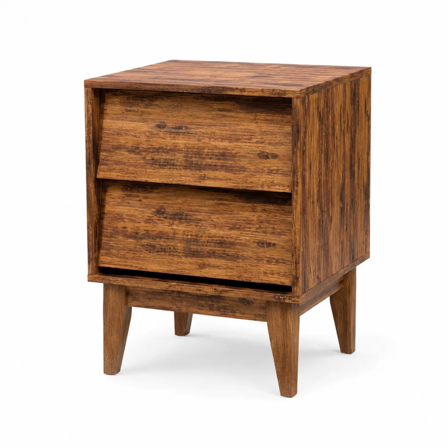 Solid Wood Nightstand with 2 Drawers Brown
