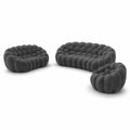 3-Piece Living Room Sofa Set, Polyester Fabric, Grey