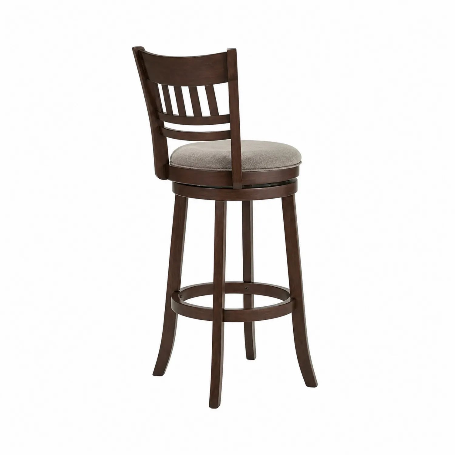 Swivel wooden bar stool with fabric seat