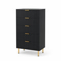 Tall chest of 5 drawers in wood and metal