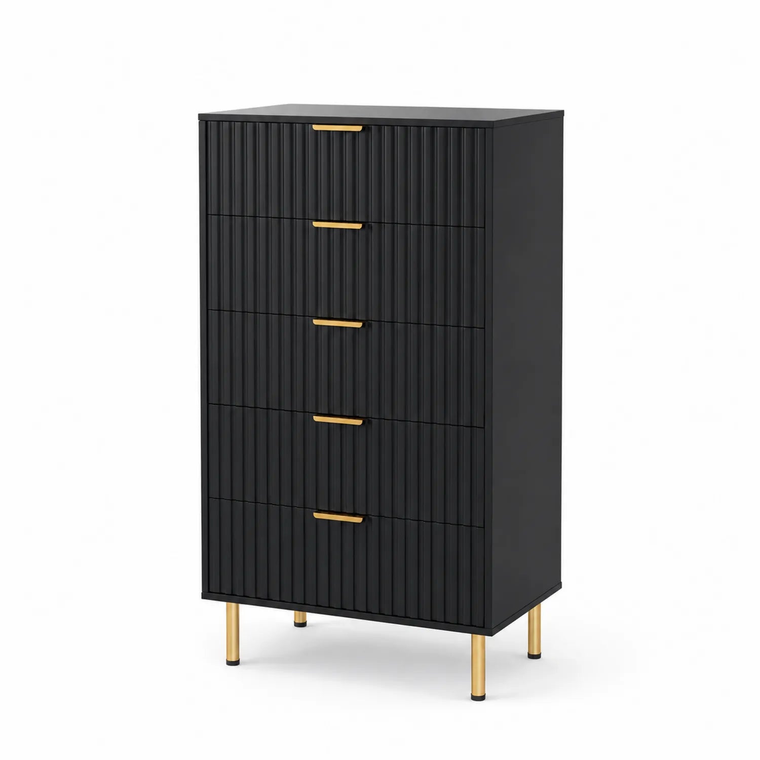 Tall chest of 5 drawers in wood and metal