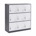 Armadio in Metallo con 9 Scomparti Chiudibili 90x40x90 cm Acciaio Bianco e Nero