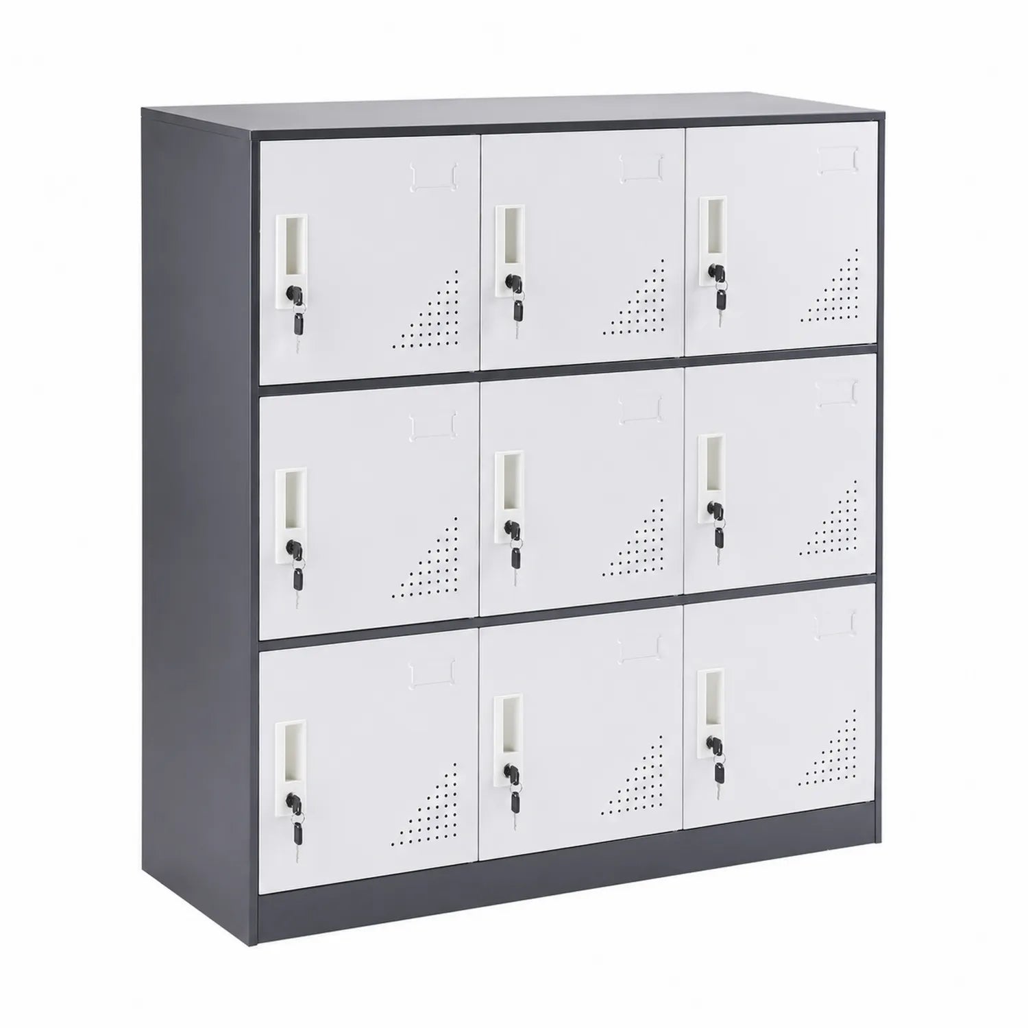 Armadietto in Metallo con 9 Scomparti Chiudibili 90x40x90 cm Acciaio Bianco e Nero
