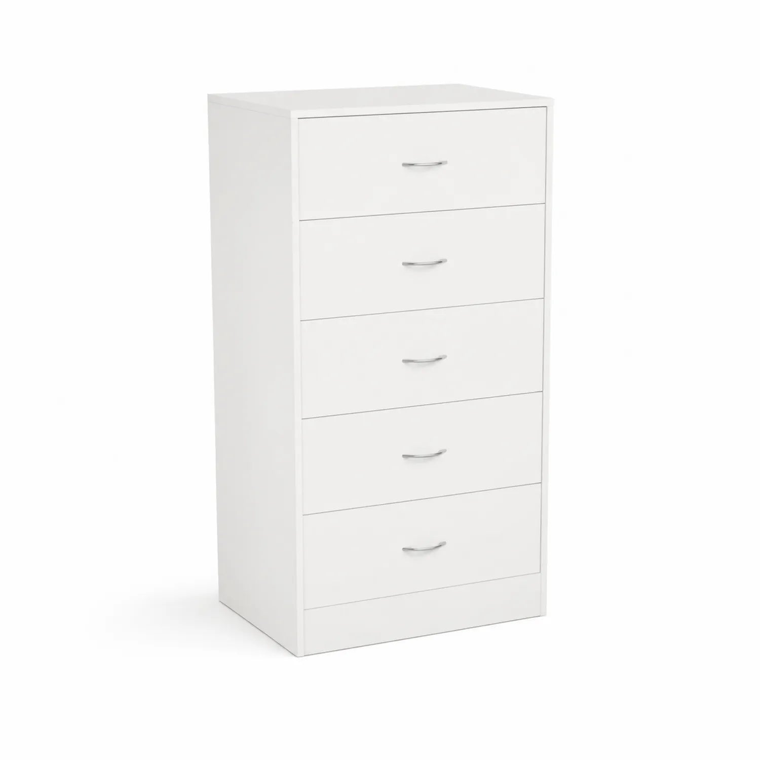 5-drawer chest of drawers in white MDF wood