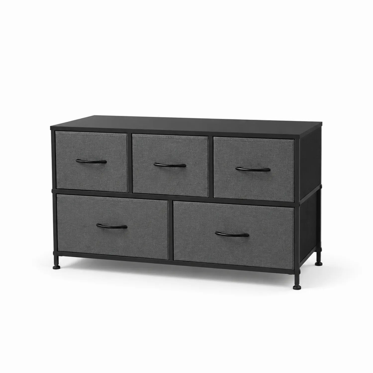 5-drawer metal and fabric dresser