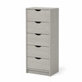 Cassettiera alta a 5 cassetti in legno composito grigio chiaro