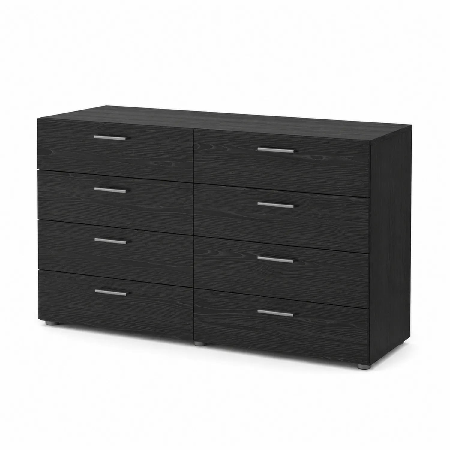 Black Rectangular Chest of Drawers with 6 Drawers in Composite Wood