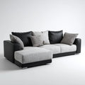 Modern Sectional Sofa with Fabric Upholstery 250x150x85 cm - Light Grey/Black
