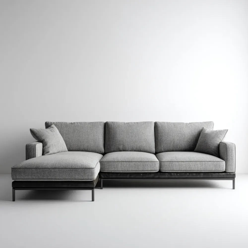 Sectional Sofa Fabric Upholstered 250x90x85 cm - Light Gray - Modern Design