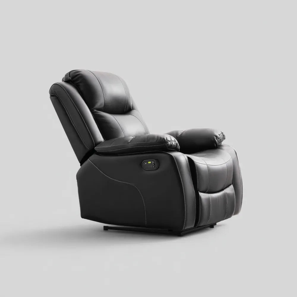 Recliner Sofa Leather Electric - 80x90x100 cm - Black - Modern Comfort