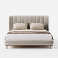 Double Bed Velvet Upholstered 200x160x100 cm - Beige - Modern Style