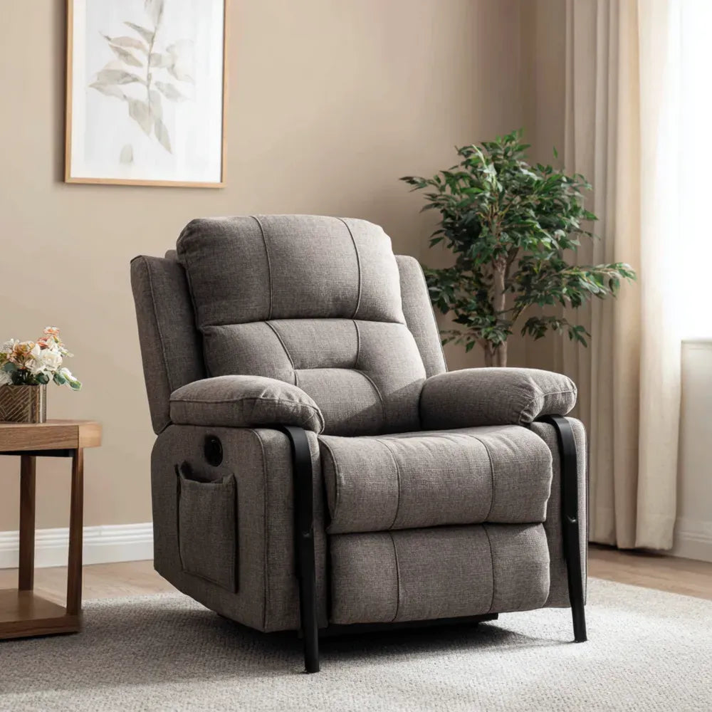 Recliner Armchair Fabric Upholstery 104x90x102 cm - Dark Gray - Modern Design